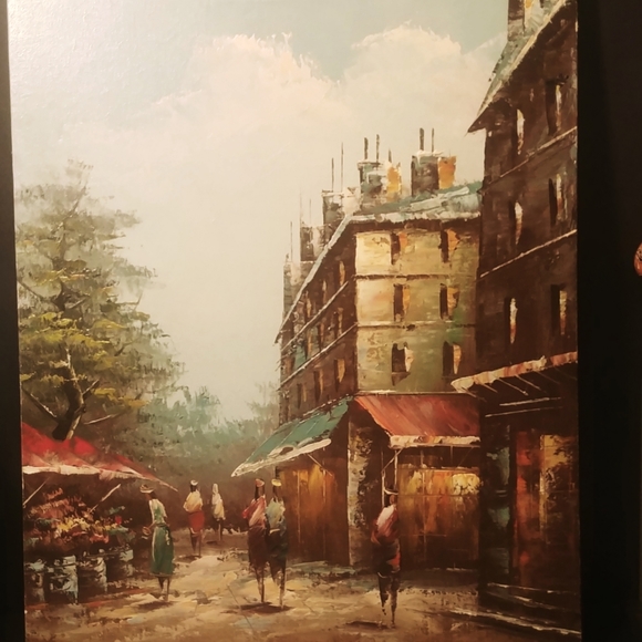 City Street Scene Original Oil Painting on Canvas  20 x 16" - Picture 1 of 6